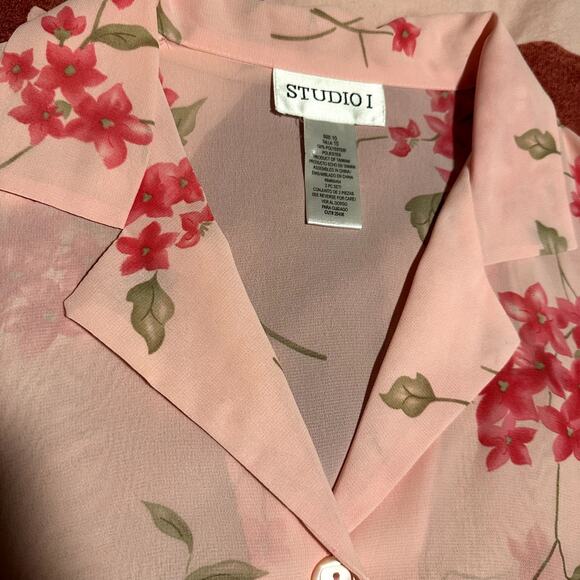 Vintage Coquette Floral Silky Blouse - Size Small - Picture 3 of 3